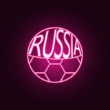 balón de fútbol e icono de neón de Rusia Elementos del sistema del campeonato 2018 Icono simple para las p?ginas web, dise?o web, stock de ilustración balón de fútbol e icono de neón de Rusia Elementos del sistema del campeonato 2018 Icono simple para las p?ginas web, dise?o web, stock de ilustración