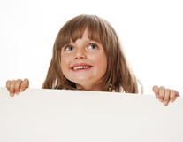 Bambina che tiene scheda bianca vuota Immagini Stock Libere da Diritti Bambina che tiene scheda bianca vuota Immagini Stock Libere da Diritti