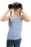 Bambina con il binocolo Fotografia Stock Bambina con il binocolo Fotografia Stock