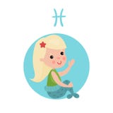 Bambina dolce come segno astrologico di pesci, illustrazione variopinta del fumetto del carattere dello zodiaco dell'oroscopo illustrazione di stock Bambina dolce come segno astrologico di pesci, illustrazione variopinta del fumetto del carattere dello zodiaco dell'oroscopo illustrazione di stock