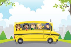 Bambini in scuolabus illustrazione di stock Bambini in scuolabus illustrazione di stock
