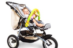 Bambino felice in passeggiatore Fotografia Stock Libera da Diritti Bambino felice in passeggiatore Fotografia Stock Libera da Diritti