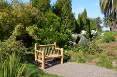 A bamboo bench in the garden. royalty free stock images A bamboo bench in the garden. royalty free stock images