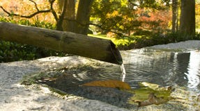 Bamboo Fountain In Autumn Royalty Free Stock Photo