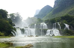 Ban Gioc Waterfall Landscape In Vietnam Royalty Free Stock Photography
