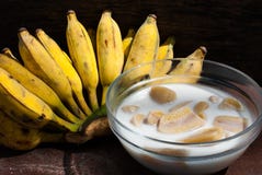 Banana In Coconut Milk ,Thai Desert Stock Photography
