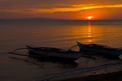 Banca Boats At Sunset On Beach Royalty Free Stock Images