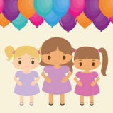 Bande dessinée de fille et conception de joyeux anniversaire illustration de vecteur Bande dessinée de fille et conception de joyeux anniversaire illustration de vecteur