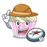 Bande dessinée de mascotte d'isolement par gâteau de meringue de dessert d'explorateur illustration libre de droits Bande dessinée de mascotte d'isolement par gâteau de meringue de dessert d'explorateur illustration libre de droits