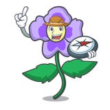 Bande dessinée de mascotte de fleur de pensée d'explorateur illustration de vecteur Bande dessinée de mascotte de fleur de pensée d'explorateur illustration de vecteur