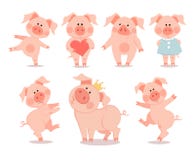 Bande dessinée peu de porcelets de danse L'année du porc Nouveau chinois illustration de vecteur Bande dessinée peu de porcelets de danse L'année du porc Nouveau chinois illustration de vecteur