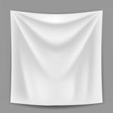 Bandeira branca vazia que pendura no molde cinzento da parede ilustração stock Bandeira branca vazia que pendura no molde cinzento da parede ilustração stock
