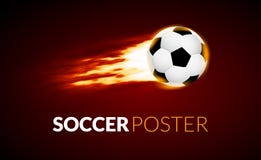Bandeira da bola de futebol com a bola de fogo no movimento Bandeira criativa do futebol ilustração stock Bandeira da bola de futebol com a bola de fogo no movimento Bandeira criativa do futebol ilustração stock