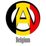 Bandeira de Bélgica do mundo sob a forma de um sinal da anarquia ilustração royalty free Bandeira de Bélgica do mundo sob a forma de um sinal da anarquia ilustração royalty free