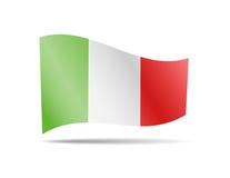 Bandeira de ondulação de Itália no branco Bandeira no vento ilustração do vetor Bandeira de ondulação de Itália no branco Bandeira no vento ilustração do vetor