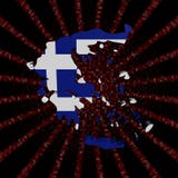 A bandeira do mapa de Grécia no vermelho encanta a ilustração da explosão do código ilustração stock A bandeira do mapa de Grécia no vermelho encanta a ilustração da explosão do código ilustração stock