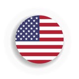Bandeira int que dos EUA circunda com a sombra deixada cair Estados Unidos da América Ilustração do vetor EPS10 ilustração stock Bandeira int que dos EUA circunda com a sombra deixada cair Estados Unidos da América Ilustração do vetor EPS10 ilustração stock