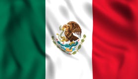 Bandeira mexicana que acena no vento ilustração stock Bandeira mexicana que acena no vento ilustração stock