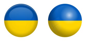 Bandeira ucraniana sob o botão da abóbada 3d e na esfera/bola lustrosas ilustração stock Bandeira ucraniana sob o botão da abóbada 3d e na esfera/bola lustrosas ilustração stock