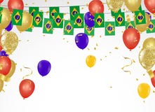 Bandeiras de Brasil da bandeira do partido da celebração e balões de Brasil garlan ilustração royalty free Bandeiras de Brasil da bandeira do partido da celebração e balões de Brasil garlan ilustração royalty free