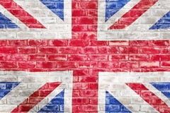 Bandera británica en una pared de ladrillo stock de ilustración Bandera británica en una pared de ladrillo stock de ilustración