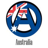 Bandera de Australia del mundo bajo la forma de muestra de la anarquía stock de ilustración Bandera de Australia del mundo bajo la forma de muestra de la anarquía stock de ilustración