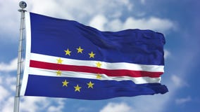 Bandera de Cabo Verde en un cielo azul foto de archivo libre de regalías Bandera de Cabo Verde en un cielo azul foto de archivo libre de regalías