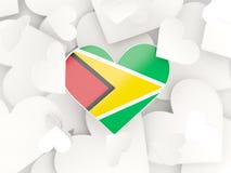 Bandera de Guyana, etiquetas engomadas en forma de corazón ilustración del vector Bandera de Guyana, etiquetas engomadas en forma de corazón ilustración del vector