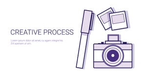 Bandera de proceso creativa del web de la plantilla del concepto del negocio con el espacio de la copia stock de ilustración Bandera de proceso creativa del web de la plantilla del concepto del negocio con el espacio de la copia stock de ilustración
