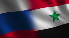 Bandera de Rusia y de Siria que agita 3d abstraiga el fondo Animación del lazo Bandera de Rusia y de Siria que agita 3d abstraiga el fondo Animación del lazo