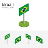 Bandera del Brasil, sistema del vector de los iconos isométricos 3D libre illustration Bandera del Brasil, sistema del vector de los iconos isométricos 3D libre illustration