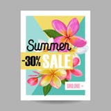 Bandera floral de la venta del verano Publicidad estacional del descuento con las flores rosadas del Plumeria Primavera tropical libre illustration Bandera floral de la venta del verano Publicidad estacional del descuento con las flores rosadas del Plumeria Primavera tropical libre illustration