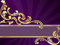 Bandera horizontal púrpura con el oro afiligranado libre illustration Bandera horizontal púrpura con el oro afiligranado libre illustration