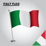 Bandera nacional de la bandera de ITALIA de ITALIA en un polo libre illustration Bandera nacional de la bandera de ITALIA de ITALIA en un polo libre illustration