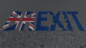 Banderas de la UE de Gran Bretaña de la palabra de Brexit en el camino libre illustration Banderas de la UE de Gran Bretaña de la palabra de Brexit en el camino libre illustration