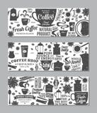 Banderas diseñadas retras del café del vector stock de ilustración Banderas diseñadas retras del café del vector stock de ilustración