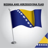 Bandiera nazionale della bandiera della BOSNIA-ERZEGOVINA della BOSNIA-ERZEGOVINA su un palo illustrazione vettoriale Bandiera nazionale della bandiera della BOSNIA-ERZEGOVINA della BOSNIA-ERZEGOVINA su un palo illustrazione vettoriale