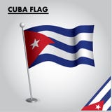 Bandiera nazionale della bandiera di CUBA di CUBA su un palo illustrazione vettoriale Bandiera nazionale della bandiera di CUBA di CUBA su un palo illustrazione vettoriale