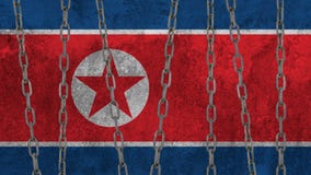 Bandiera nordcoreana dipinta sulla parete immagini stock libere da diritti Bandiera nordcoreana dipinta sulla parete immagini stock libere da diritti