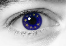 Bandierina dell'Europa dell'occhio immagini stock Bandierina dell'Europa dell'occhio immagini stock