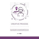 Baner för rengöringsduk för affär för process för ny inspiration för idé för kreativitetfunderare idérikt med kopieringsutrymme vektor illustrationer Baner för rengöringsduk för affär för process för ny inspiration för idé för kreativitetfunderare idérikt med kopieringsutrymme vektor illustrationer