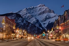 Banff Mountain Town Winter christmas royalty free stock images Banff Mountain Town Winter christmas royalty free stock images