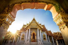 Bangkok miasto - Benchamabophit dusitvanaram świątynia obrazy royalty free Bangkok miasto - Benchamabophit dusitvanaram świątynia obrazy royalty free
