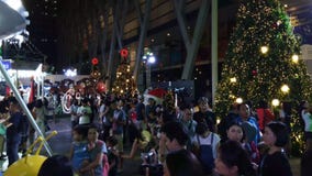 BANGKOK TAJLANDIA: LISTOPAD 17 2018: Upływ bożonarodzeniowe światła I dekoracje w Bangkok, Tajlandia zdjęcie wideo BANGKOK TAJLANDIA: LISTOPAD 17 2018: Upływ bożonarodzeniowe światła I dekoracje w Bangkok, Tajlandia zdjęcie wideo