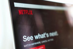 BANGKOK ,THAILAND - May 30, 2017 : Close up Netflix app icon on Laptop screen. Netflix is an international leading subscription Royalty Free Stock Images BANGKOK ,THAILAND - May 30, 2017 : Close up Netflix app icon on Laptop screen. Netflix is an international leading subscription Royalty Free Stock Images