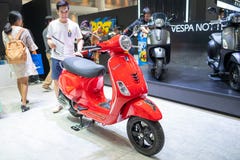 Bangkok, Thailand - November 30, 2018 : Vespa motorcycle and accessory at Thailand International Motor Expo 2018 MOTOR EXPO 2018 stock photography Bangkok, Thailand - November 30, 2018 : Vespa motorcycle and accessory at Thailand International Motor Expo 2018 MOTOR EXPO 2018 stock photography