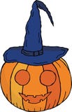 Bania z usta i oczami w czarownicy ` s nakrętce Dla Halloween wektor royalty ilustracja Bania z usta i oczami w czarownicy ` s nakrętce Dla Halloween wektor royalty ilustracja