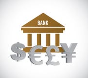 Bank and international currency. Business concept Stock Photo Bank and international currency. Business concept Stock Photo