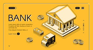 Bankgeldisometrische Halbtonvektorillustration vektor abbildung Bankgeldisometrische Halbtonvektorillustration vektor abbildung