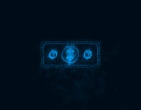 Banknote dollar icon with plexus effect. Connected lines with dots. Illustration